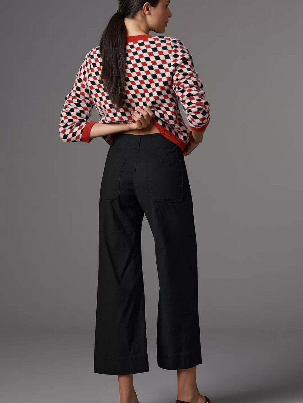 Anthropologie Maeve Colette black high-rise wide leg crop pants - Picture 2 of 8